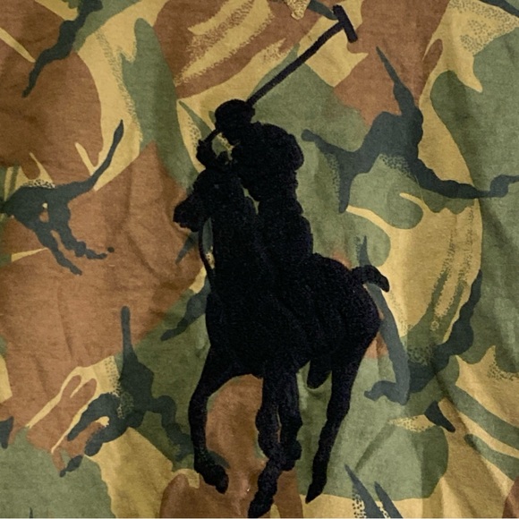Polo Ralph Lauren Sweatshirt Crewneck Large  Pullover Camo Chenille Big Pony - Picture 2 of 6